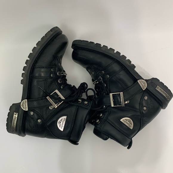 Milwaukee black chunky moto leather boots - Picture 7 of 8